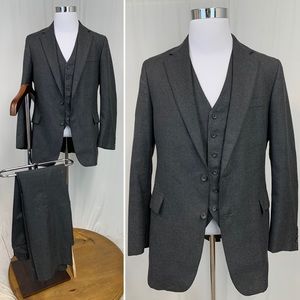 Vintage Lord Taylor Charcoal Pinstripe 41 Blazer 34x31 Pant Bespoke 3-Piece Suit